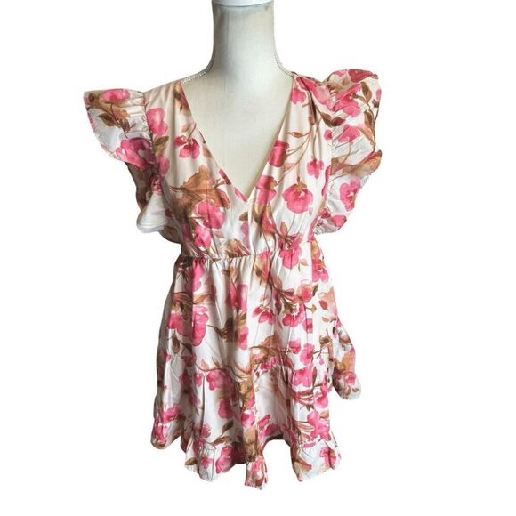 Abercrombie & Fitch Flutter Sleeves Tiered Lined Dress Size Small Y2K Babydoll - Picture 2 of 9